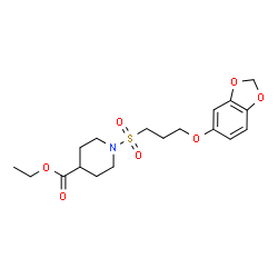 ChemSpider 2D Image | Ethyl 1-{[3-(1,3-benzodioxol-5-yloxy)propyl]sulfonyl}-4-piperidinecarboxylate | C18H25NO7S