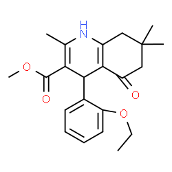 ChemSpider 2D Image | Methyl 4-(2-ethoxyphenyl)-2,7,7-trimethyl-5-oxo-1,4,5,6,7,8-hexahydro-3-quinolinecarboxylate | C22H27NO4