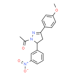 ChemSpider 2D Image | 1-[3-(4-methoxyphenyl)-5-(3-nitrophenyl)-4,5-dihydropyrazol-1-yl]ethanone | C18H17N3O4