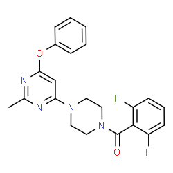 ChemSpider 2D Image | (2,6-Difluorophenyl)[4-(2-methyl-6-phenoxy-4-pyrimidinyl)-1-piperazinyl]methanone | C22H20F2N4O2