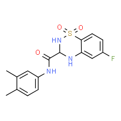 ChemSpider 2D Image | N-(3,4-Dimethylphenyl)-6-fluoro-3,4-dihydro-2H-1,2,4-benzothiadiazine-3-carboxamide 1,1-dioxide | C16H16FN3O3S