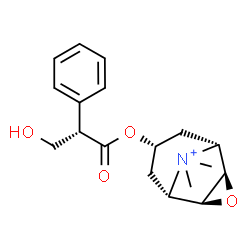 ChemSpider 2D Image | (1R,2R,4S,5S,7s)-7-{[(2S)-3-Hydroxy-2-phenylpropanoyl]oxy}-9,9-dimethyl-3-oxa-9-azoniatricyclo[3.3.1.0~2,4~]nonane | C18H24NO4