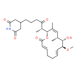 ChemSpider 2D Image | 4-[(5S)-5-[(2R,3Z,5R,6S,7S,8E,12E)-6-hydroxy-7-methoxy-3,5-dimethyl-14-oxooxacyclotetradeca-3,8,12-trien-2-yl]-4-oxohexyl]-2,6-piperidinedione | C27H39NO7