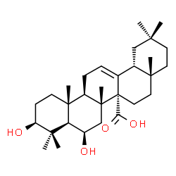 ChemSpider 2D Image | 3beta,6beta-dihydroxyolean-12-en-27-oic acid | C30H48O4