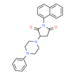 ChemSpider 2D Image | 1-(1-Naphthyl)-3-(4-phenyl-1-piperazinyl)-2,5-pyrrolidinedione | C24H23N3O2