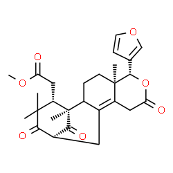 ChemSpider 2D Image | Methyl [(5R,6R,13S,16S)-6-(3-furyl)-1,5,15,15-tetramethyl-8,14,17-trioxo-7-oxatetracyclo[11.3.1.0~2,11~.0~5,10~]heptadec-10-en-16-yl]acetate | C27H32O7