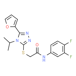 ChemSpider 2D Image | N-(3,4-Difluorophenyl)-2-{[5-(2-furyl)-4-isopropyl-4H-1,2,4-triazol-3-yl]sulfanyl}acetamide | C17H16F2N4O2S