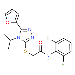 ChemSpider 2D Image | N-(2,6-Difluorophenyl)-2-{[5-(2-furyl)-4-isopropyl-4H-1,2,4-triazol-3-yl]sulfanyl}acetamide | C17H16F2N4O2S