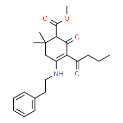 ChemSpider 2D Image | Methyl 3-butyryl-6,6-dimethyl-2-oxo-4-[(2-phenylethyl)amino]-3-cyclohexene-1-carboxylate | C22H29NO4