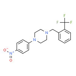 ChemSpider 2D Image | 1-(4-Nitrophenyl)-4-[2-(trifluoromethyl)benzyl]piperazine | C18H18F3N3O2