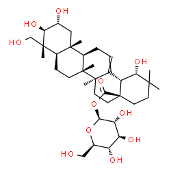 ChemSpider 2D Image | 1-O-[(2alpha,3beta,19alpha)-2,3,19,23-Tetrahydroxy-28-oxoolean-12-en-28-yl]-beta-D-glucopyranose | C36H58O11