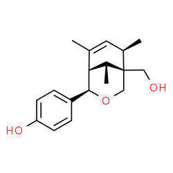 ChemSpider 2D Image | 4-[(2R,5S,6R)-5-(Hydroxymethyl)-6,8,9-trimethyl-3-oxabicyclo[3.3.1]non-7-en-2-yl]phenol | C18H24O3