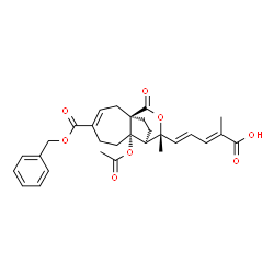 ChemSpider 2D Image | (2E,4E)-5-{(1R,7S,8S,9R)-7-Acetoxy-4-[(benzyloxy)carbonyl]-9-methyl-11-oxo-10-oxatricyclo[6.3.2.0~1,7~]tridec-3-en-9-yl}-2-methyl-2,4-pentadienoic acid | C29H32O8