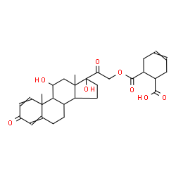 ChemSpider 2D Image | 6-{[(11,17-Dihydroxy-3,20-dioxopregna-1,4-dien-21-yl)oxy]carbonyl}-3-cyclohexene-1-carboxylic acid | C29H36O8