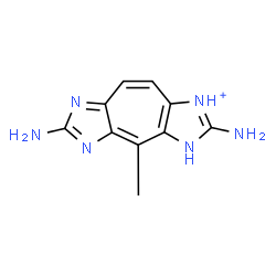 ChemSpider 2D Image | 2,6-Diamino-4-methyl-3H-imidazo[4',5':4,5]cyclohepta[1,2-d]imidazol-1-ium | C10H11N6