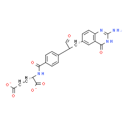 ChemSpider 2D Image | 2-({4-[1-(2-Amino-4-oxo-3,4-dihydro-6-quinazolinyl)-3-oxo-2-propanyl]benzoyl}amino)pentanedioate | C23H20N4O7