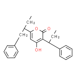 ChemSpider 2D Image | 4-Hydroxy-6-(1-phenyl-2-butanyl)-3-(1-phenylpropyl)-2H-pyran-2-one | C24H26O3