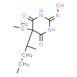 ChemSpider 2D Image | 5-Ethyl-2-(hydroxyimino)-5-(2-pentanyl)dihydro-4,6(1H,5H)-pyrimidinedione | C11H19N3O3