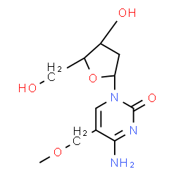 ChemSpider 2D Image | 4-Amino-1-(2-deoxypentofuranosyl)-5-(methoxymethyl)-2(1H)-pyrimidinone | C11H17N3O5