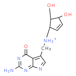 ChemSpider 2D Image | N-[(2-Amino-4-oxo-4H-pyrrolo[2,3-d]pyrimidin-5-yl)methyl]-4,5-dihydroxy-2-cyclopenten-1-aminium | C12H14N5O3