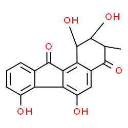 ChemSpider 2D Image | 1,2,6,7-Tetrahydroxy-3-methyl-2,3-dihydro-1H-benzo[a]fluorene-4,11-dione | C18H14O6