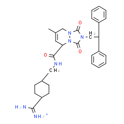 ChemSpider 2D Image | Amino{4-[({[2-(2,2-diphenylethyl)-7-methyl-1,3-dioxo-2,3,5,8-tetrahydro-1H-[1,2,4]triazolo[1,2-a]pyridazin-5-yl]carbonyl}amino)methyl]cyclohexyl}methaniminium | C30H37N6O3