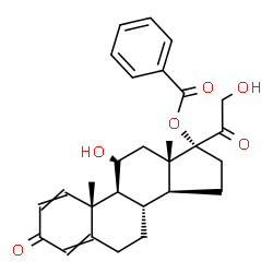 ChemSpider 2D Image | 11,21-Dihydroxy-3,20-dioxopregna-1,4-dien-17-yl benzoate | C28H32O6