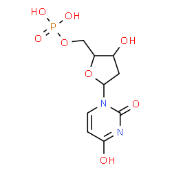 ChemSpider 2D Image | 1-(2-Deoxy-5-O-phosphonopentofuranosyl)-2,4(1H,3H)-pyrimidinedione | C9H13N2O8P