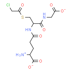 ChemSpider 2D Image | 2-Ammonio-5-({1-[(carboxylatomethyl)amino]-3-[(chloroacetyl)sulfanyl]-1-oxo-2-propanyl}amino)-5-oxopentanoate | C12H17ClN3O7S