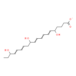 ChemSpider 2D Image | 5,12,18-Trihydroxy-6,8,10,14,16-icosapentaenoate | C20H29O5