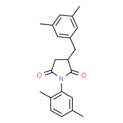 ChemSpider 2D Image | 3-(3,5-Dimethylbenzyl)-1-(2,5-dimethylphenyl)-2,5-pyrrolidinedione | C21H23NO2