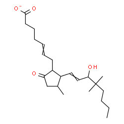 ChemSpider 2D Image | 15-Hydroxy-11,16,16-trimethyl-9-oxoprosta-5,13-dien-1-oate | C23H37O4
