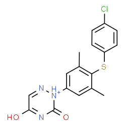 ChemSpider 2D Image | 2-{4-[(4-Chlorophenyl)sulfanyl]-3,5-dimethylphenyl}-3,5-dioxo-2,3,4,5-tetrahydro-1,2,4-triazin-2-ium | C17H15ClN3O2S
