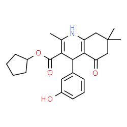 ChemSpider 2D Image | Cyclopentyl 4-(3-hydroxyphenyl)-2,7,7-trimethyl-5-oxo-1,4,5,6,7,8-hexahydro-3-quinolinecarboxylate | C24H29NO4
