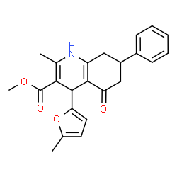 ChemSpider 2D Image | Methyl 2-methyl-4-(5-methyl-2-furyl)-5-oxo-7-phenyl-1,4,5,6,7,8-hexahydro-3-quinolinecarboxylate | C23H23NO4