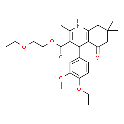ChemSpider 2D Image | 2-Ethoxyethyl 4-(4-ethoxy-3-methoxyphenyl)-2,7,7-trimethyl-5-oxo-1,4,5,6,7,8-hexahydro-3-quinolinecarboxylate | C26H35NO6