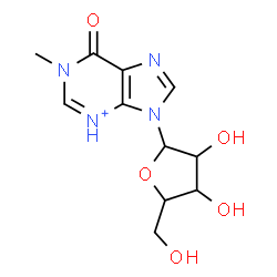ChemSpider 2D Image | 1-Methyl-6-oxo-9-pentofuranosyl-6,9-dihydro-1H-purin-3-ium | C11H15N4O5