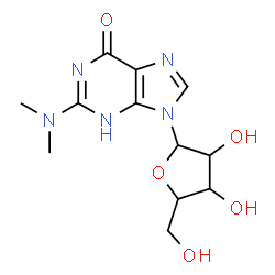 ChemSpider 2D Image | 2-(Dimethylamino)-9-pentofuranosyl-1,9-dihydro-6H-purin-6-one | C12H17N5O5