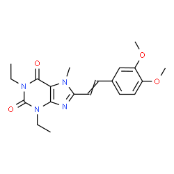 ChemSpider 2D Image | 8-[2-(3,4-Dimethoxyphenyl)vinyl]-1,3-diethyl-7-methyl-3,7-dihydro-1H-purine-2,6-dione | C20H24N4O4