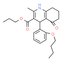 ChemSpider 2D Image | Propyl 4-(2-butoxyphenyl)-2-methyl-5-oxo-1,4,5,6,7,8-hexahydro-3-quinolinecarboxylate | C24H31NO4