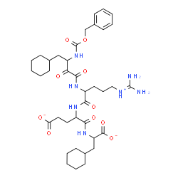 ChemSpider 2D Image | N-(3-{[(Benzyloxy)carbonyl]amino}-4-cyclohexyl-2-oxobutanoyl)-5-(carbamimidoylammonio)norvalyl-N-(1-carboxylato-2-cyclohexylethyl)-5-oxido-5-oxonorvalinamidato | C38H56N7O10