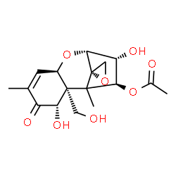 ChemSpider 2D Image | (3alpha,4beta,7alpha)-3,7,15-Trihydroxy-8-oxo-12,13-epoxytrichothec-9-en-4-yl acetate | C17H22O8