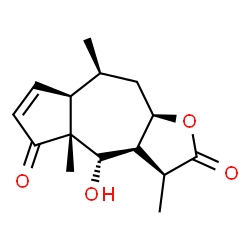 ChemSpider 2D Image | (3S,4S,4aR,7aR,8S,9aR)-4-Hydroxy-3,4a,8-trimethyl-3,3a,4,4a,7a,8,9,9a-octahydroazuleno[6,5-b]furan-2,5-dione | C15H20O4