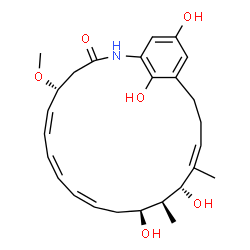 ChemSpider 2D Image | (5R,6Z,8Z,10Z,13S,14S,15R,16Z)-13,15,22,24-Tetrahydroxy-5-methoxy-14,16-dimethyl-2-azabicyclo[18.3.1]tetracosa-1(24),6,8,10,16,20,22-heptaen-3-one | C26H35NO6
