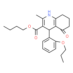 ChemSpider 2D Image | Butyl 2-methyl-5-oxo-4-(2-propoxyphenyl)-1,4,5,6,7,8-hexahydro-3-quinolinecarboxylate | C24H31NO4