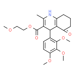 ChemSpider 2D Image | 2-Methoxyethyl 2-methyl-5-oxo-4-(2,3,4-trimethoxyphenyl)-1,4,5,6,7,8-hexahydro-3-quinolinecarboxylate | C23H29NO7
