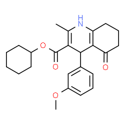 ChemSpider 2D Image | Cyclohexyl 4-(3-methoxyphenyl)-2-methyl-5-oxo-1,4,5,6,7,8-hexahydro-3-quinolinecarboxylate | C24H29NO4