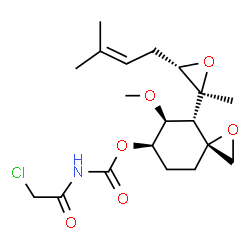 ChemSpider 2D Image | (3R,4S,5S,6R)-5-Methoxy-4-[(2S,3S)-2-methyl-3-(3-methyl-2-buten-1-yl)-2-oxiranyl]-1-oxaspiro[2.5]oct-6-yl (chloroacetyl)carbamate | C19H28ClNO6