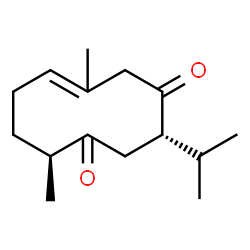 ChemSpider 2D Image | (3S,10S)-3-Isopropyl-6,10-dimethyl-6-cyclodecene-1,4-dione | C15H24O2
