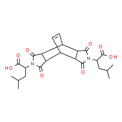 ChemSpider 2D Image | 2,2'-(3,5,9,11-Tetraoxo-4,10-diazatetracyclo[5.5.2.0~2,6~.0~8,12~]tetradec-13-ene-4,10-diyl)bis(4-methylpentanoic acid) | C24H30N2O8
